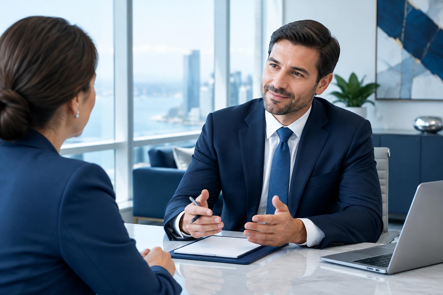 An advisor answering a client's questions in a one-on-one conversation